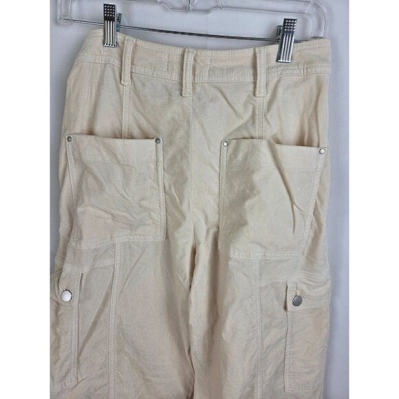 Anthropologie The Carson Utility Barrel Cargo Pants Size 8 Corduroy Ivory - Picture 7 of 14